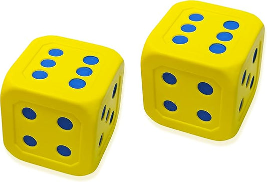 Macro Giant 6 Inch PU Foam Jumbo Big Playing Dice, Set of 2, Yellow, Math Teaching, Teaching Aids, Board Games, Kid Toy
