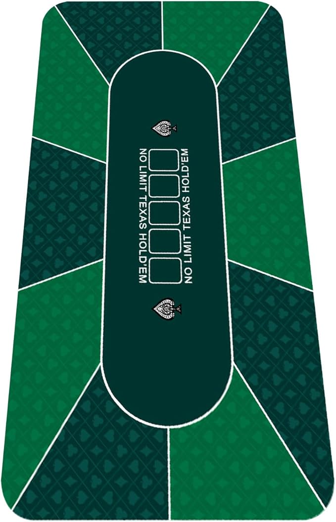 nuveti 79 x 39 Foldable Texas Poker Card Tabletop Layout Portable Anti-Slip Rubber Board Game Mat Smooth Premium Surface, Noise Reduction Poker Mat for Table