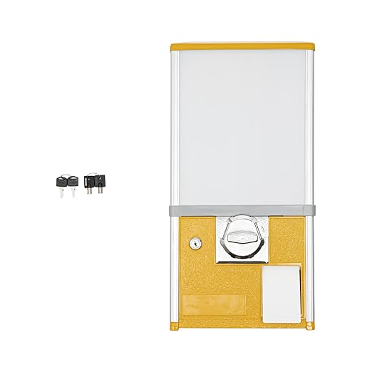 Vending Machine, 20.87Inch Height Candy Gumball Machine with Load Capacity Gumball Bank, Metal Candy Vending Machine for 1.77-1.97Inch Gadget,Portable Candy Dispenser Machine for Retail Shop (Yellow)