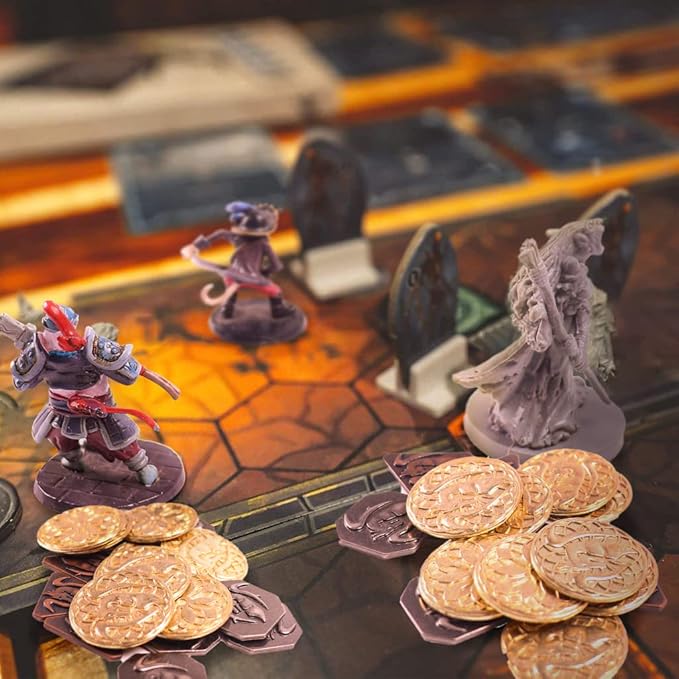 70PCS Metal DND Coins & PU Leather Bag, Contains 30 Gold, 20 Silver & 20 Copper Coins, Fantasy Board Game Tokens with Retro Leather Pouch