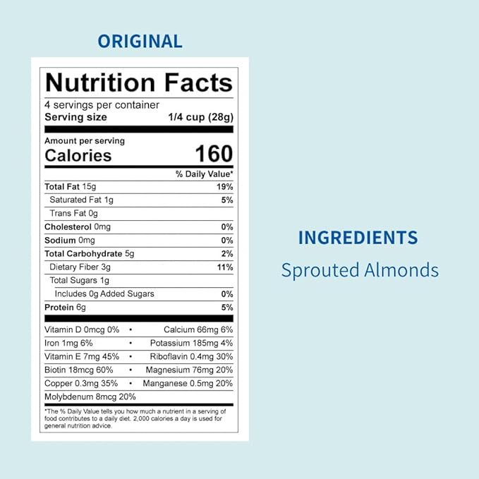 Sprouted Almonds – Daily Crunch – Non-GMO – Oil-Free – Salt Free – 5 oz (6 pack)