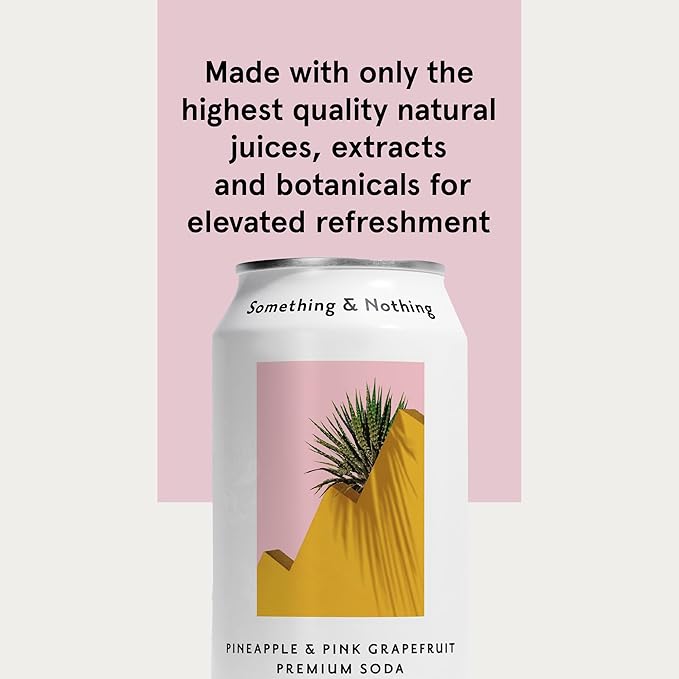 Something & Nothing Pineapple & Pink Grapefruit Flavoured Sparkling Water | Lightly Carbonated, Full Flavoured with Grape & Lemon Juice | Vegan & Low Calorie Soda | 12 Fl Oz Cans (Pack of 12)
