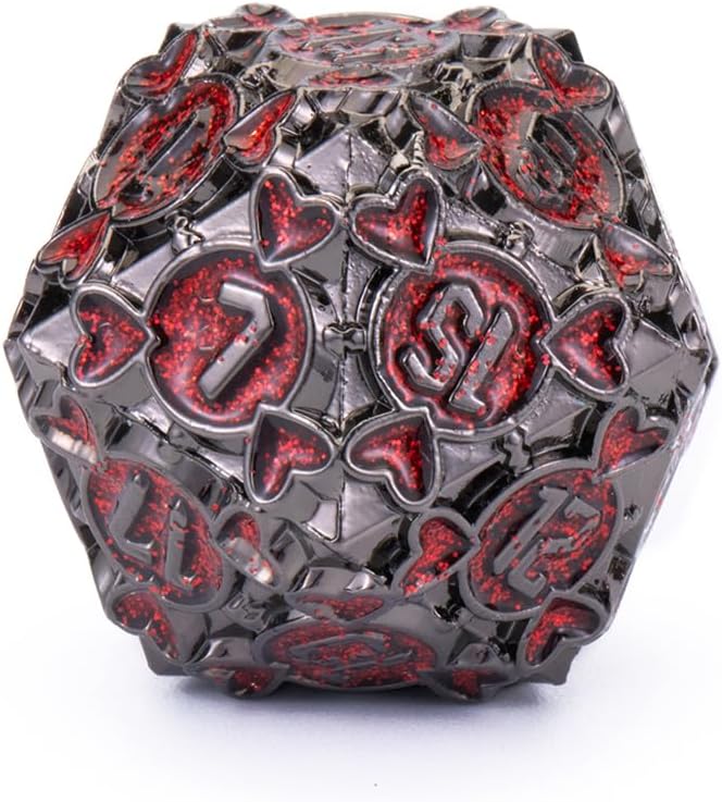 DND Metal Dice 7 pcs DND dice Set with Gift Box for Dungeons and Dragons MTR PRG Tabletop Games (Black-Red)