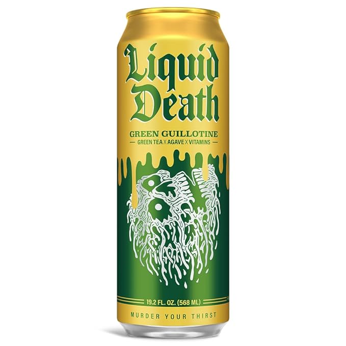 Liquid Death, Green Guillotine Iced Tea, 8-Pack (19.2oz Cans), Green Tea, Low Calorie, No Artificial Sweeteners, B12 & B6 Vitamins
