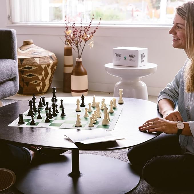 20 Inch Patented Chess Board - Foldable & Reversible Tournament Regulation Size Silicone Mat - Spill-Proof, Stain-Resistant, Roll-Up Travel Double-Sided Board for Adults and Kids - Portable & Durable.