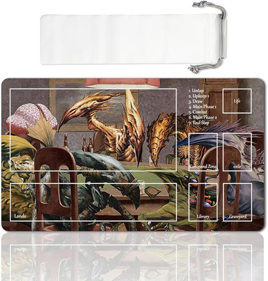 Board Game MTG Playmat Games Size 60X35 cm CCG Compatible for TCG RPG CCG Play mats (SLIVERS-Playing-Poker - (2) - -Zone)