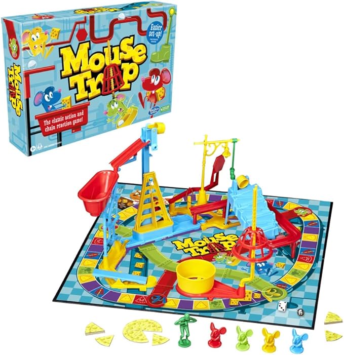 Hasbro Gaming Mouse Trap Board Game for Kids Ages 6 and Up, Classic Kids Game for 2-4 Players with Easier Set-Up Than Previous Versions, Multicolor, One Size