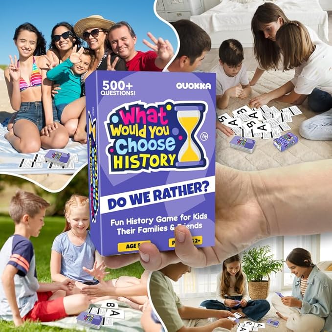 QUOKKA Board Game for 8-12 Year Olds - History Edition - Family Card Game for Kids Ages 5-8 - What Would You Choose | Pick Your Answer | Get to Know You - Fun Game Night for Boys & Girls