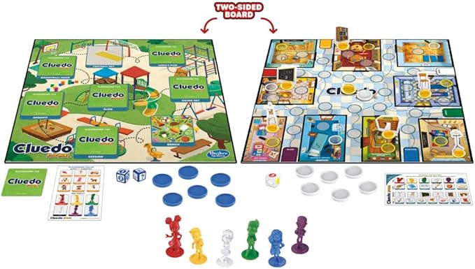 Clue Junior Game - 2-Sided Gameboard, 2 Games in 1, Mystery for Younger Kids, Board Games