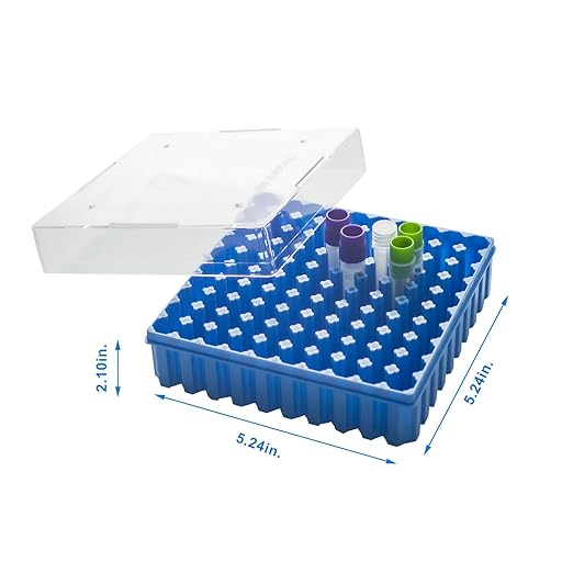 Polycarbonate Freezer Boxes for Sample Storage, 2 in 100-Well Cryoboxes, Assorted Colors Laboratory Vial Storage Boxes, Case of 20