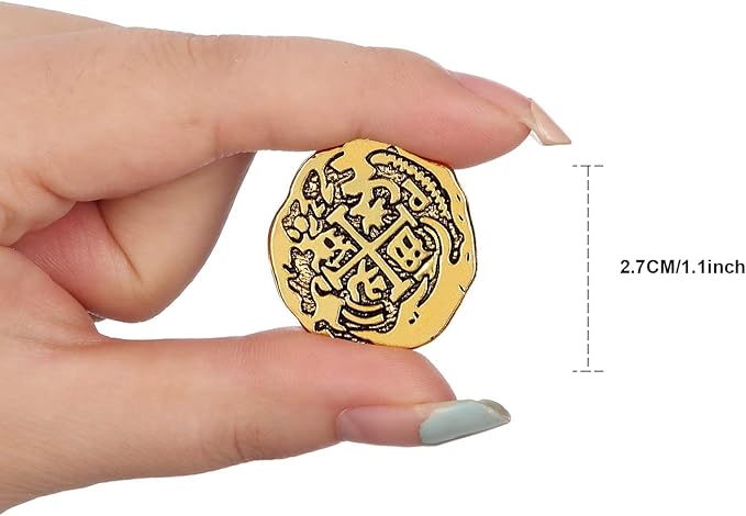 Hicarer 60 Pieces Metal Pirate Coins Spanish Doubloon Replicas Pirate Coin Treasure Coin for Party Favor Decorations (Color Set 1,60 Pieces)