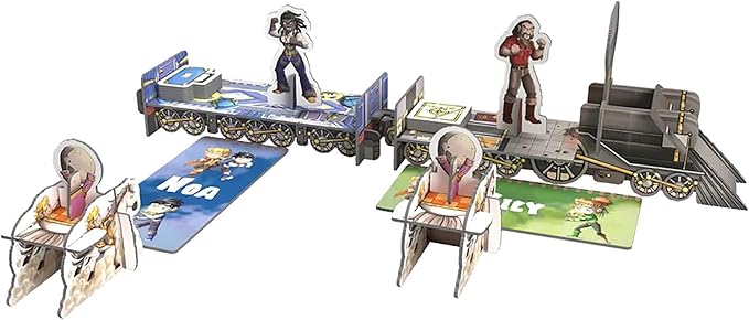 Ludonate: Kids Express - Cooperative Board Game, 3D Train, Flick Projectiles to Hit Bandits, Kids Version of Colt Express, Age 5+, 1-4 Players, 15 Min