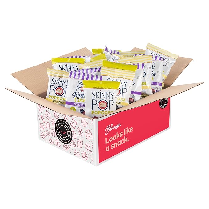 Skinny Pop Popcorn Variety Pack - Snack Bags Assortment Gluten Free - Care Package Gift Box (35 Count)