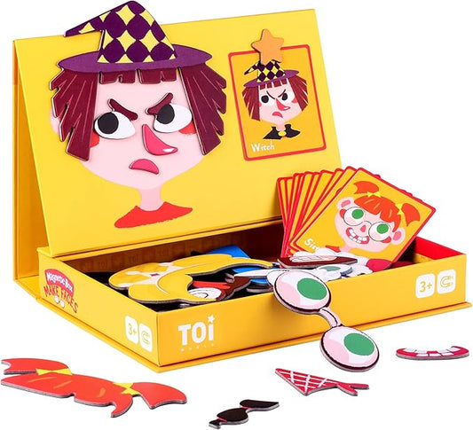 Toi Kids Magnet Toys Magnetic Jigsaw Puzzle Boxes with Game Board for Kids Ages 3-8, Preschool Tabletop Toy for Toddlers, Portable Travel Game, Make Face