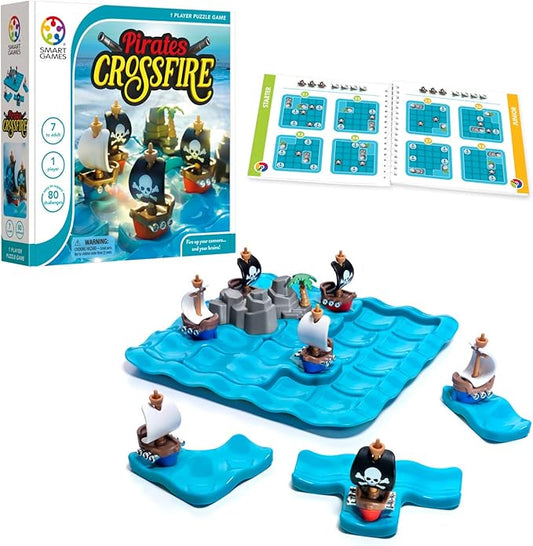 SmartGames Pirates Crossfire Board Game with 80 Challenges and 4 Playing Modes for Ages 7 - Adult