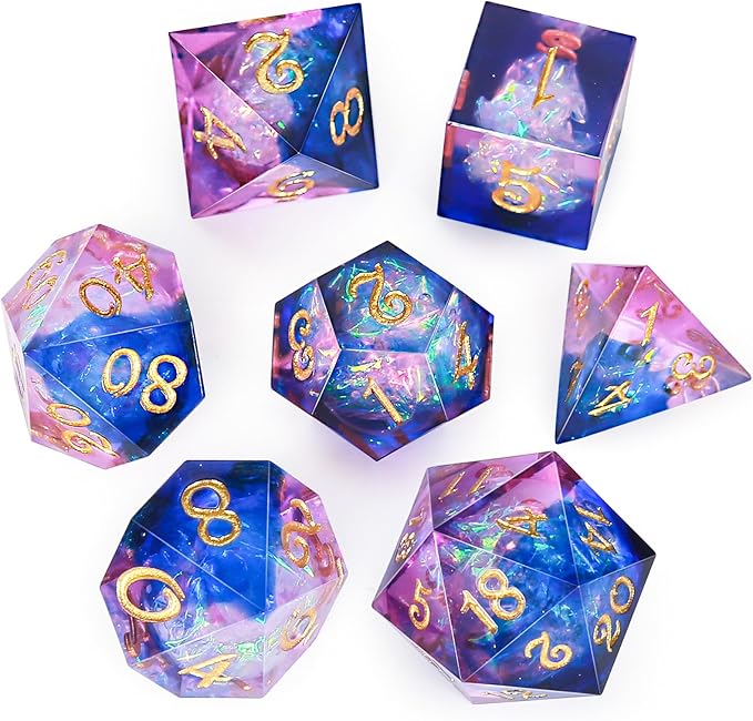 OriCraft Pink Magic Dice DND Set Dungeons and Dragons Polyhedral Role Playing Gaming Dices Crystal D20 Magical World Energy Stone Halloween Dices Sharp Corners