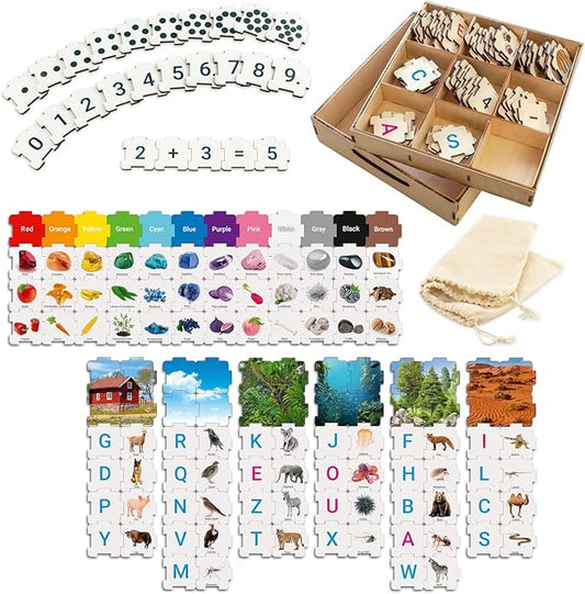 Ulanik Horizon ABC Puzzle Matching Game Toddler Montessori Toys for 3 Year Old + Preschool Wooden Board Games for Kids 4-8 Learning & Education Toys — 223 pcs