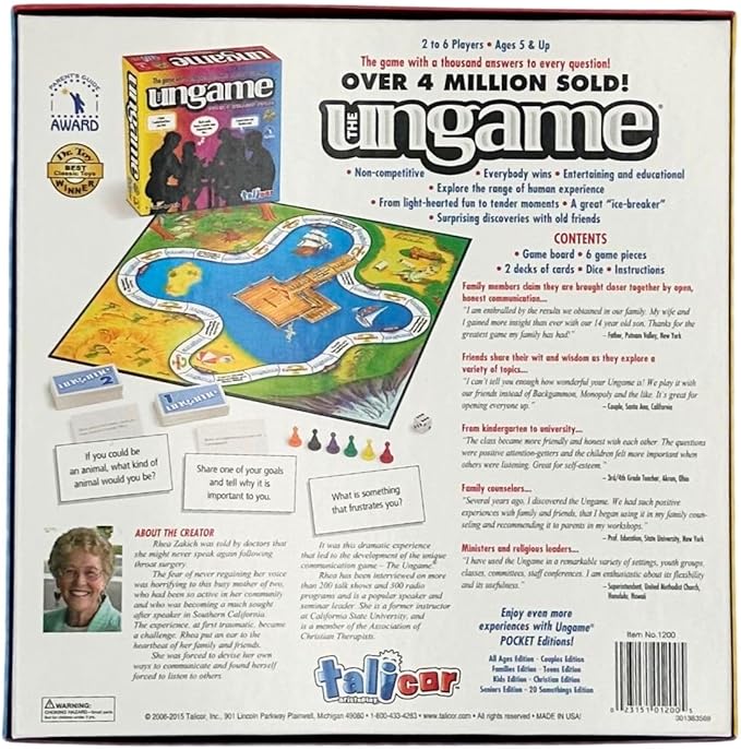 The Ungame - Non-competitive Communication Game – Encourages Emotional Connection, Communication, and Listening – For Families, Couples, and Groups – Great for Therapists, Teachers, and Counselors
