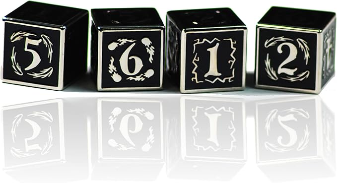Metal Dice Set Collection for DND and All TRPG Games (Nightwatch, Silver 4D6)