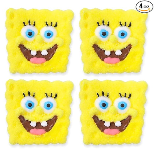 SpongeBob SquarePants Candy, Giant Sugar Coated Marshmallows, Individually Wrapped Party Favors, 4 Count Box