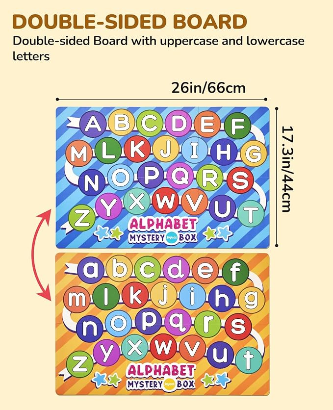 JoyCat Mystery Alphabet Box for Kids 52 PCS Letters Sorting Matching Game Activities Letter Sounds Fine Motor Learning Toys for Preschool Kindergarten Classroom - Easter Basket Stuffers Gifts