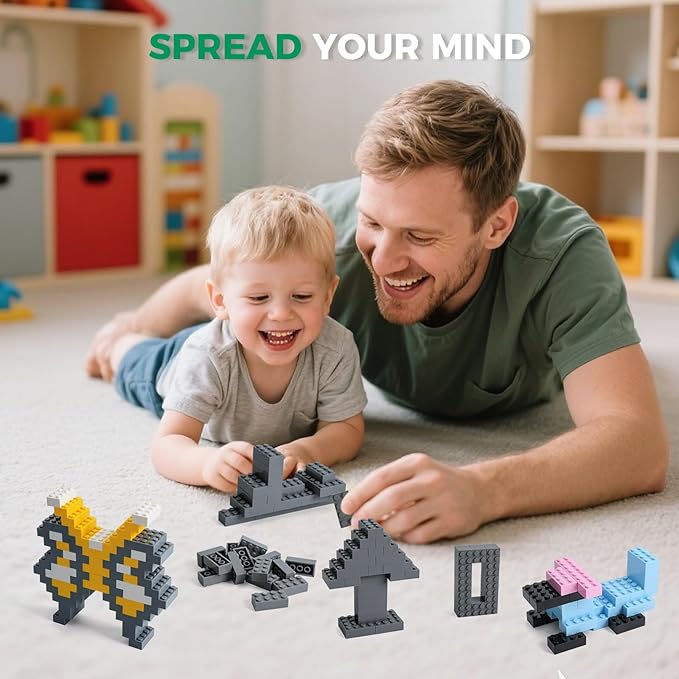 500 Piece Classic Building Bricks and 1 Gray Baseplate, 2x4 Bricks Bulk Creative Building Toys, Blocks Bulk for Kids Ages 6+, Dark Gray