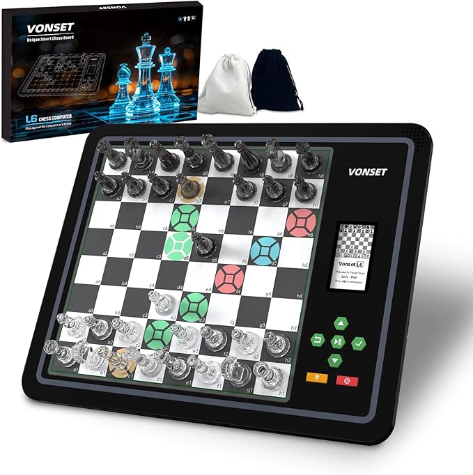 Electronic Chess Games with Piece Position Display L6 Computer Chess Set, Computer Chess Board with LED Light Electronic Chess Set for Beginners and Chess Lovers Chess Set Board Game