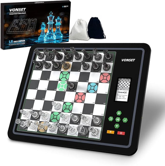 Electronic Chess Games with Piece Position Display L6 Computer Chess Set, Computer Chess Board with LED Light Electronic Chess Set for Beginners and Chess Lovers Chess Set Board Game