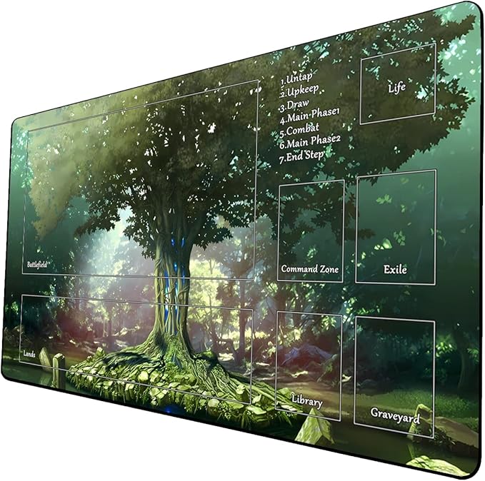 MTG Playmat, Game Play Mat for MTG TCG 24 x 14 inches Trading Card Inked Game Playmats with Storage Bag Smooth Rubber Surface Battle Game (Playmat 4)