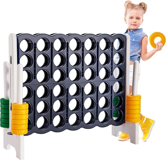 ARLIME Jumbo 4-to-Score Giant Game Set, Backyard Games for Kids & Adults, 4 in A Row W/Quick-Release lever, 42 Build-in Rings Included, Jumbo Size for Outdoor & Outdoor Play