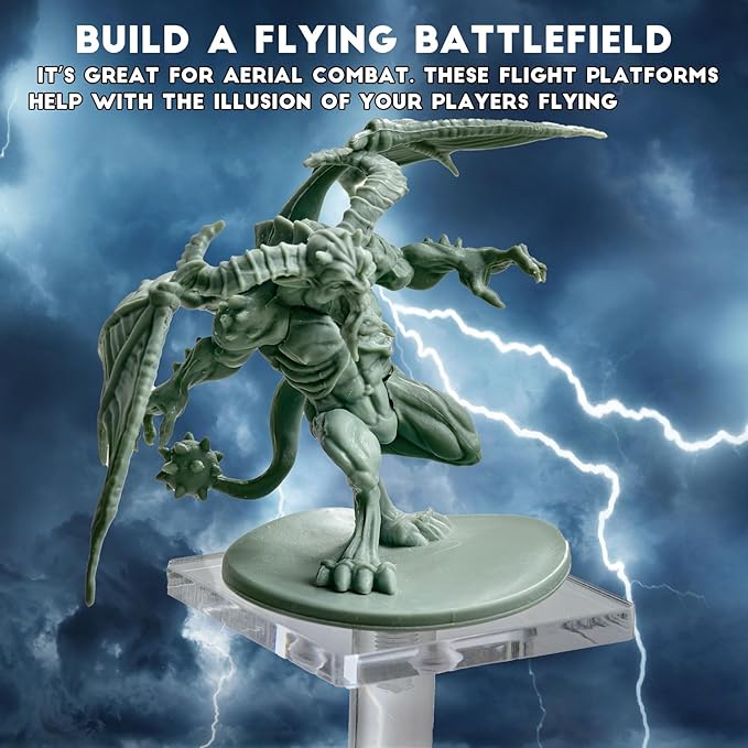 AAiphuwew 6pcs Combat Risers for Flying Miniatures, Adjustable Height Multi-Tiered Raised Platforms Flying Miniatures Combat Riser for Tabletop RPG and Board Games