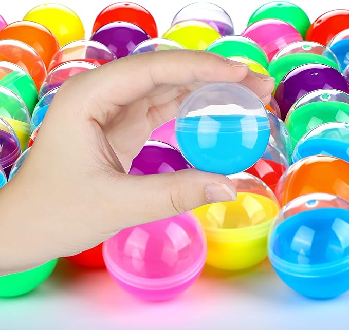 Sosation 150 Pcs 1.77 Inch Gumball Vending Machine Capsules Empty Round Capsules Plastic Containers Toy Supplies for Prizes Party Favors