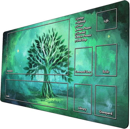 AI Painting TCG Playmat - MTG Trading Card Game Mat with Zone, 24x14 Inches Original Playmats, Smooth Surface for Rubber Collection - Dark Swamp Design 411-062