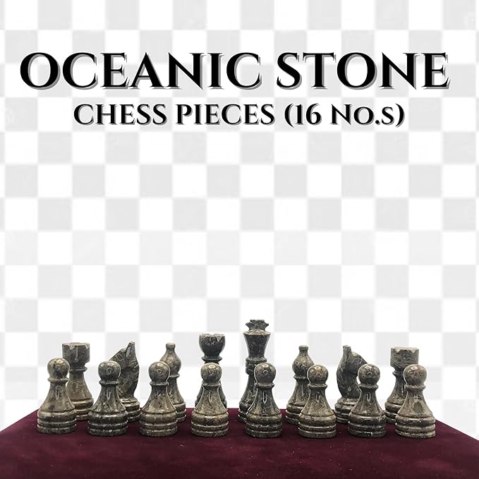 Handcrafted Premium Marble Chess Pieces Set – Elegant 32-Piece Replacement for 12-15 Inch Chess Boards Storage Box (Grey and White)