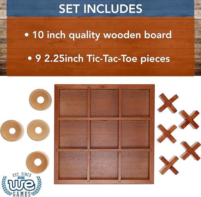 WE Games Tic-tac-Toe Wooden Board Game
