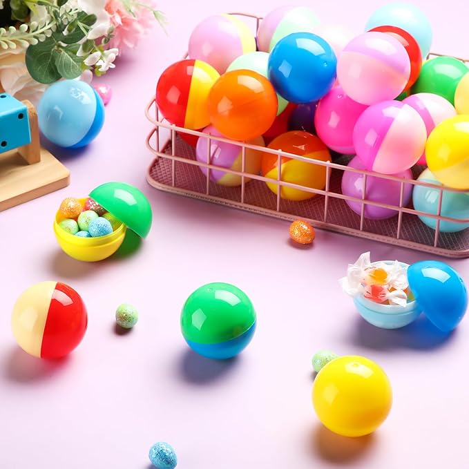 120 Pcs 2 Inch Empty Vending Machine Capsules Colored Round Capsules Toy Bulk Gumball Machines Plastic Balls Small Plastic Containers for Easter Party Favor Themed Gift (Novelty Color)