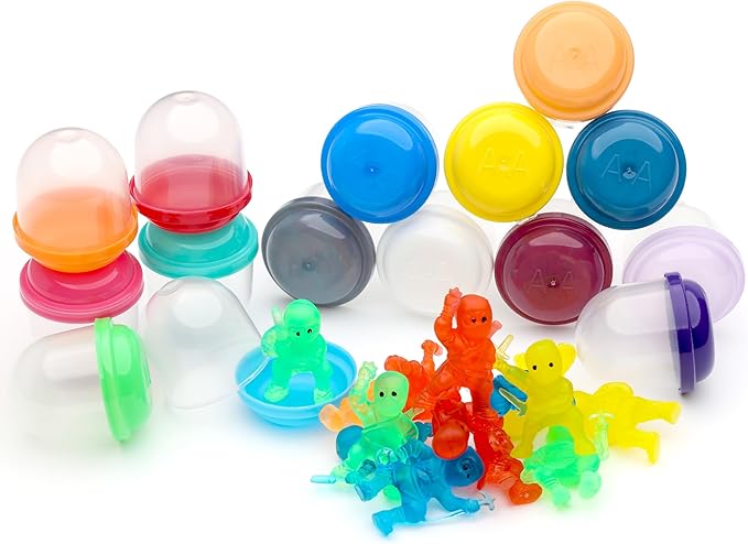 Entervending Ninja Toys in Capsules - 50 Pcs - 1.1 Inch Capsules with Mini Ninja Warriors Figurines for Kids Bulk - Easter Basket Stuffers - Party Favors - Classroom Prizes