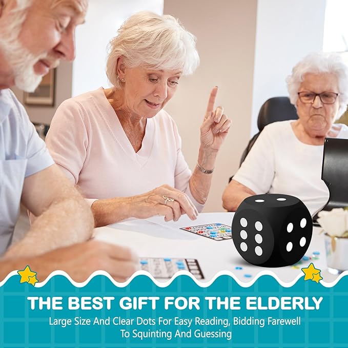 Shappy 6 Inches Foam Dice Fun Filled Large Educational Toy Kawaii Giant Dice Decorative Eva Foam Jumbo Cube Big Square Building Blocks for Game Nights Learning Sessions(Black,1 Pc)