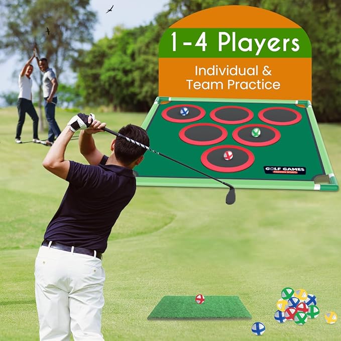 Battle Golf Game Chipping Mat - 37pcs Sticky Golf Pro Games Practice Mats Indoor Outdoor Games for Adults Family Kids Battle Golf Royale Game Play Equipment Stick Chip