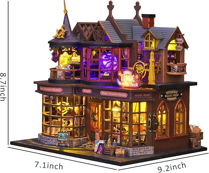 DIY Miniature House Kit Tiny House Model Kit with Open-able Door, DIY Wooden Dollhouse Miniature Kit for Adults Teens, Creative Crafts Book Nook Magic Model Kits, Home Decor