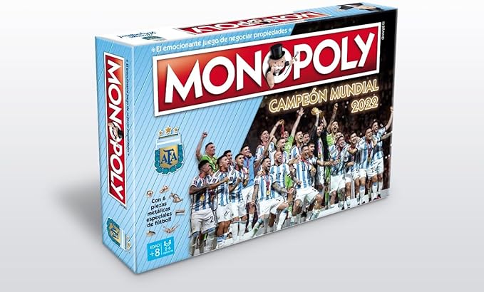 Monopoly Argentina Campeon Mundial Edition Board Game for Families and Kids Ages 8 and Up Spanish Version
