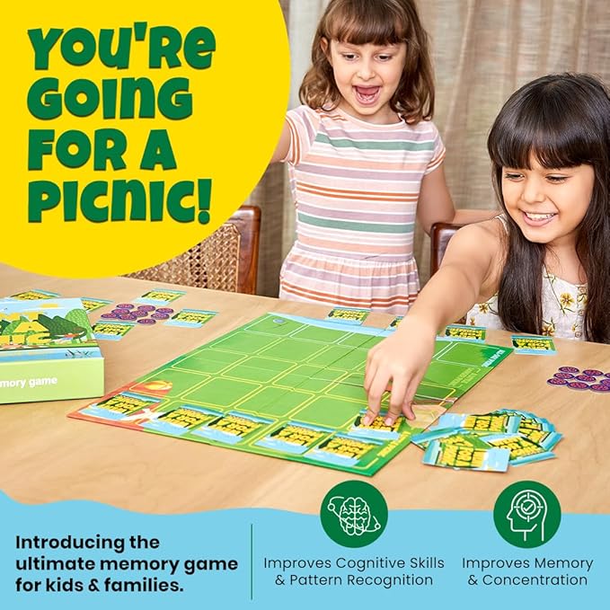 Card Game - I Went for a Picnic, Fun Memory Game for Kids Ages 6 and Up, Cognitive & Concentration Building, Gifts for Boys & Girls, 2-4 Players