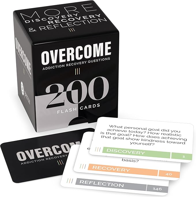 Overcome Complete – Addiction Recovery Questions Group Therapy Game 200 Cards – Counseling Conversations Icebreaker for Substance Abuse, Positive Mental Health, Sobriety, Relapse & Suicide Prevention