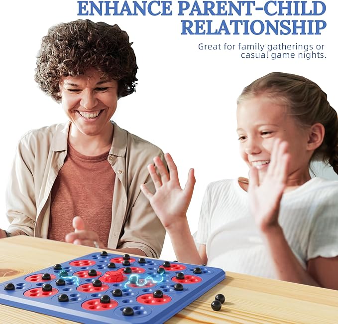 Magnet Game, Magnetic Game Chess, Board Games for Kids 6-8-12, 2 in 1 Multiplayer Family Board Games, Magnet Chess Games with 36 Magnetic Pieces, Connect 5 Piece with 120 Plastic Pieces (Blue)