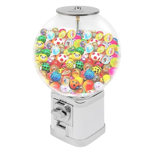 Vending Machine, 1-Dollar Twister Ball Dispenser, White Huge Load Capacity Candy Gumball Machine, Gumball Dispenser Machine for Small Capsule Toys, Pinballs