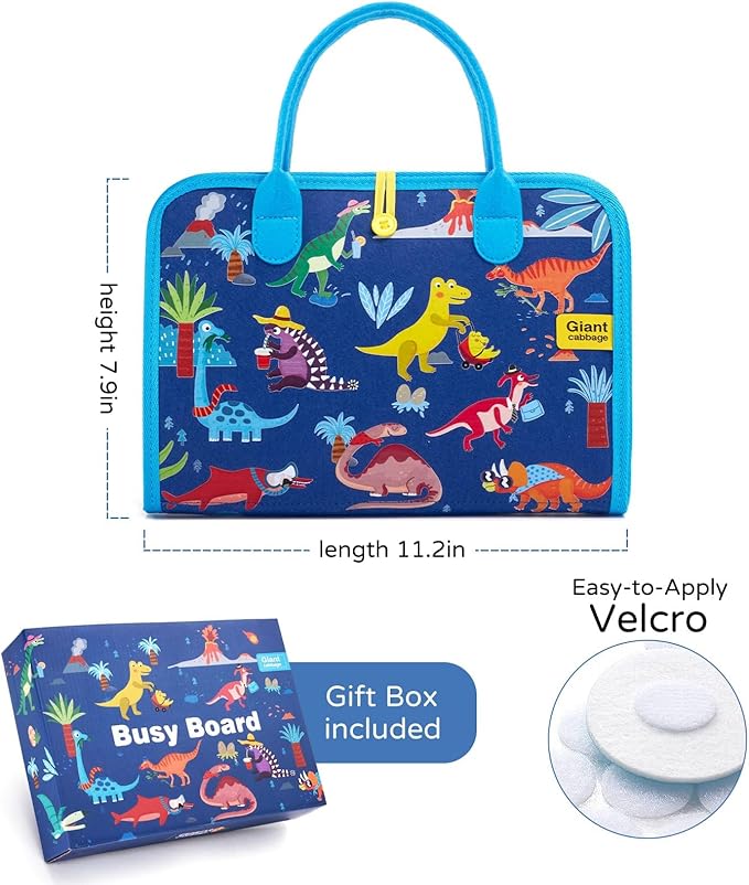 Busy Board Sensory Toys for Toddlers 1 2 3 4, Toddler Travel Activities Educational Toys, Montessori Toys for 2 3 4 Year Old Boys Girls Gift, Dinosaur