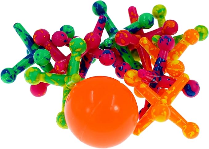 JA-RU Jumbo Jax Toy Set (3 Pack) Soft Rubber Jacks Game with Ball | Classic Old Fashioned Games for Kids | 90s Toys Nostalgia, Vintage Stocking Stuffers & Party Favor. 6569-3p