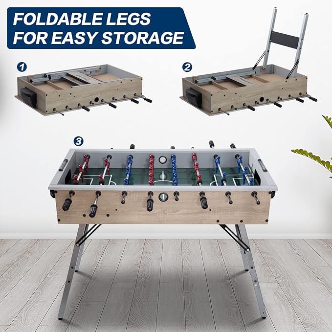 48in Foosball Table, Competition Sized Soccer Table w/ 2 Balls, 2 Cup Holders 2x4ft for Kids, Adults, Suit for 4 Players, Football Table for Home, Game Room, Arcade
