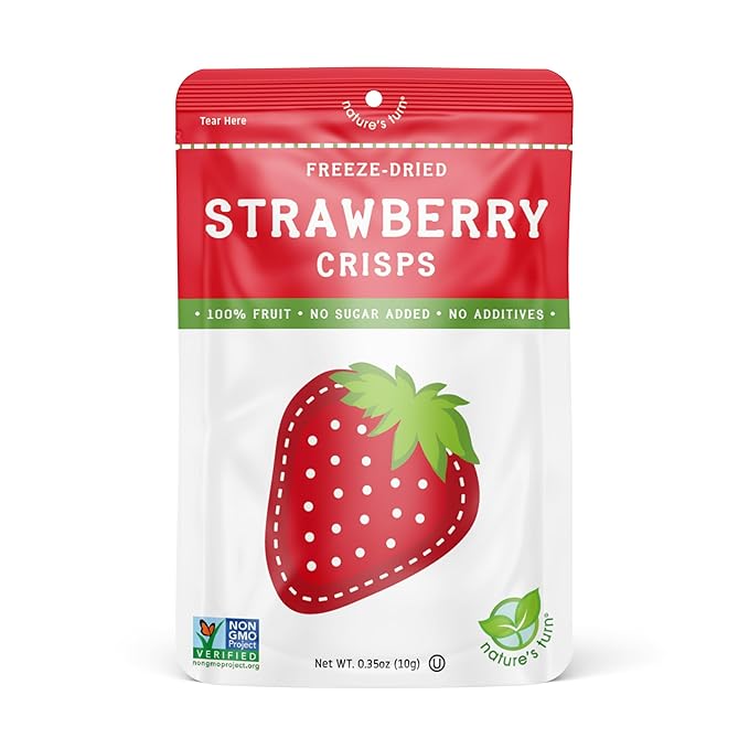 Nature’s Turn Freeze-Dried Fruit Snacks, Strawberry Crisps, Pack of 24 (0.35 oz Each)