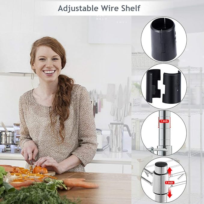 Wire Shelving Unit Commercial Metal Shelf Adjustable Layer Rack Strong Steel for Restaurant Garage Pantry Kitchen Garage (36×14×72, Black)